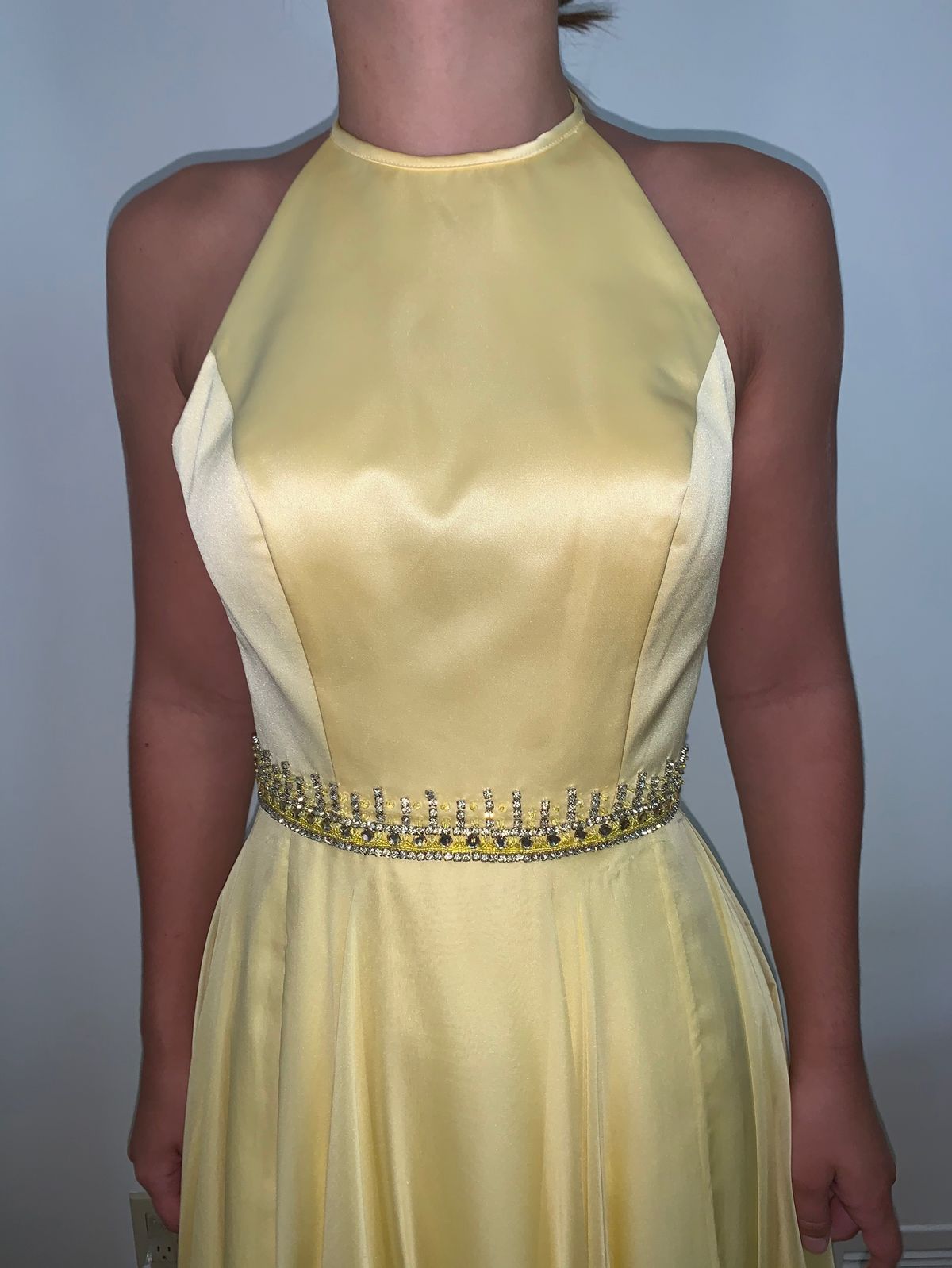 Sherri Hill Size 2 Bridesmaid High Neck Yellow A-line Dress on Queenly