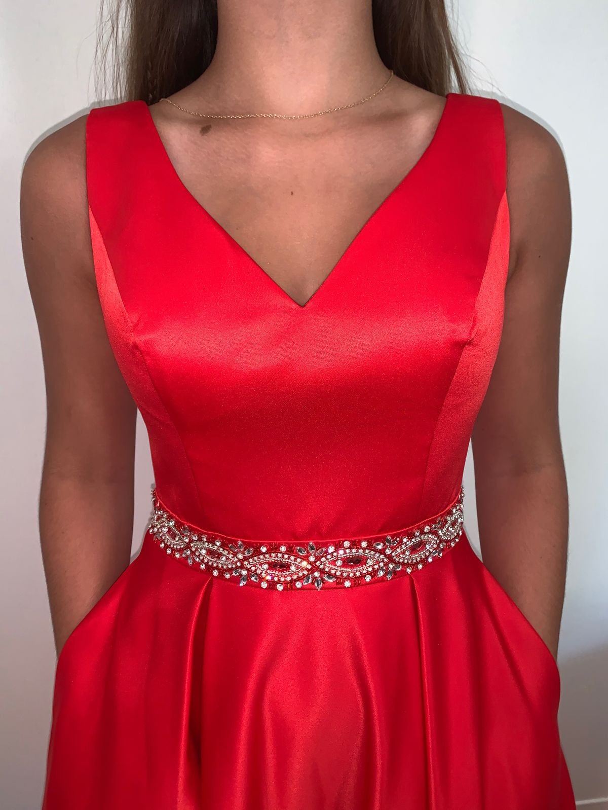 Juliet Size S Prom Plunge Red A-line Dress on Queenly