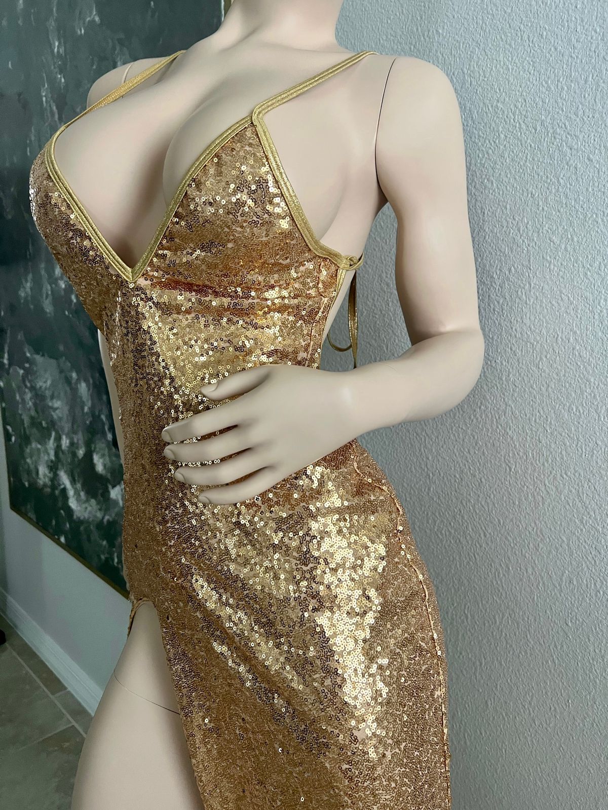 Size S Prom Plunge Gold Mermaid Dress on Queenly