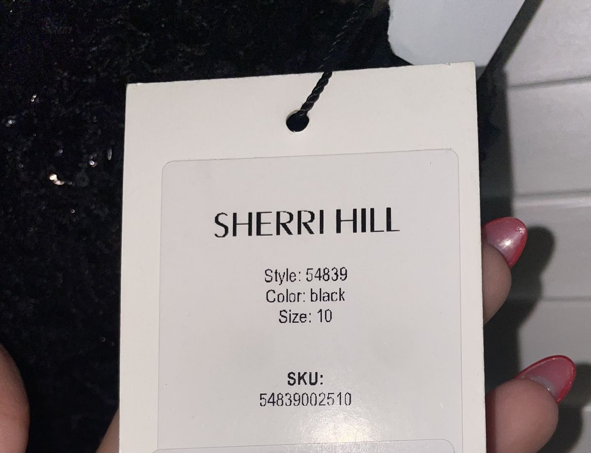 Sherri Hill Size 10 Plunge Black Side Slit Dress on Queenly