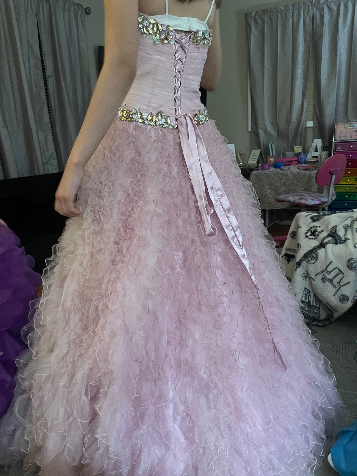 Posh princess Size 0 Prom Pink Ball Gown on Queenly