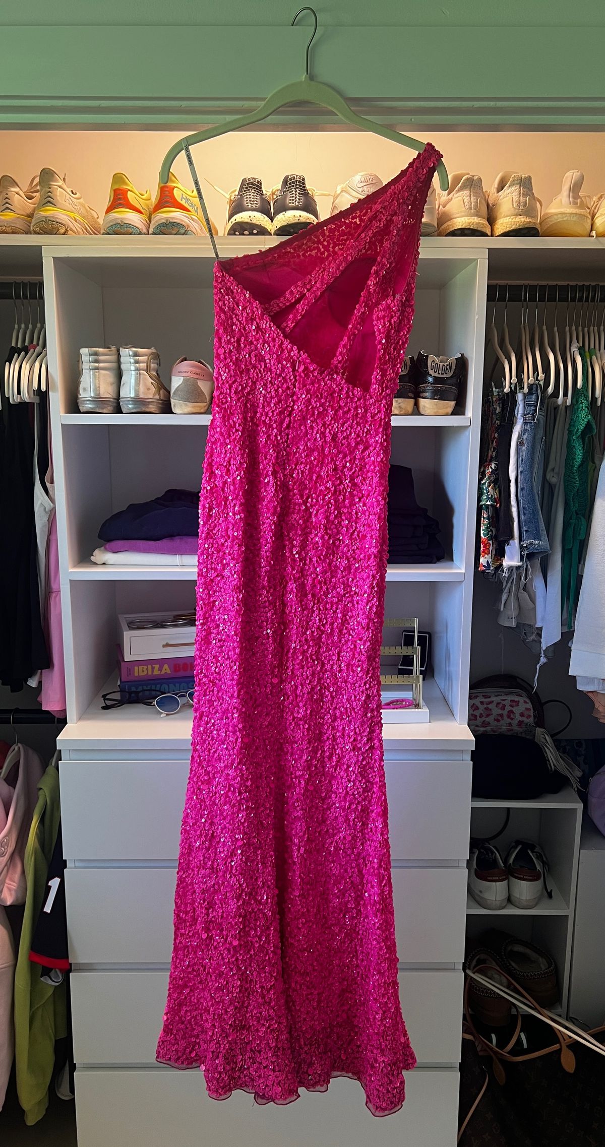 Sherri Hill Size 0 Prom One Shoulder Hot Pink Floor Length Maxi on Queenly