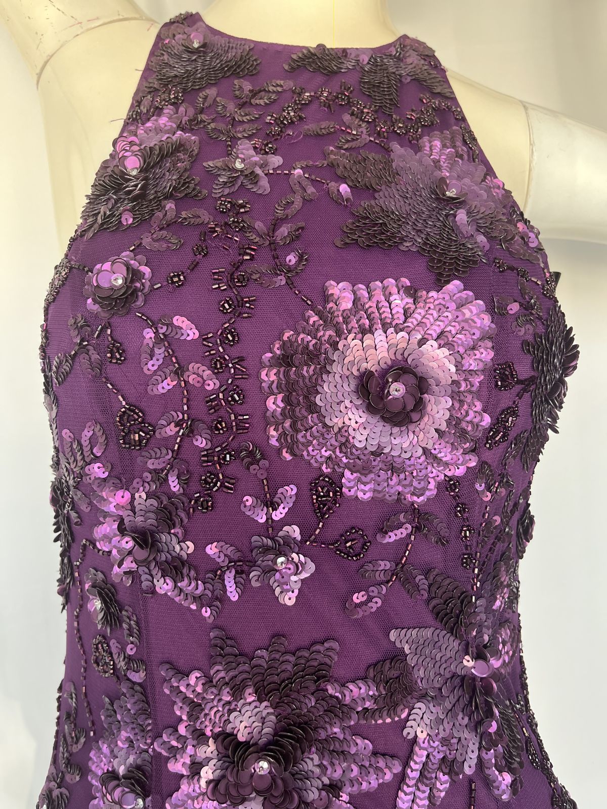 Primavera Size 6 Prom High Neck Floral Purple Side Slit Dress on Queenly