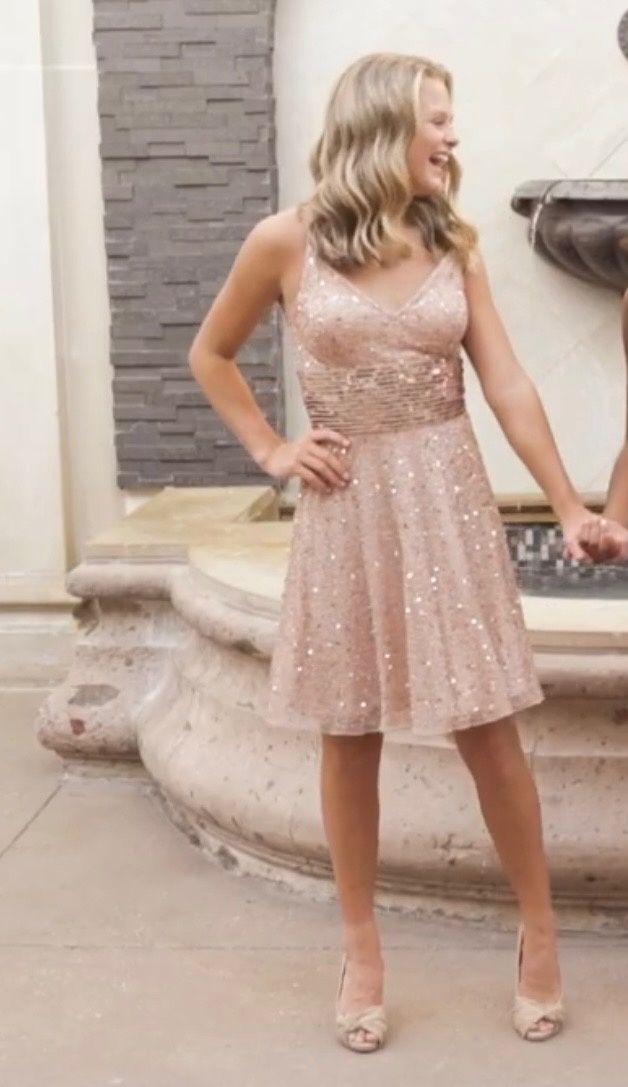 Ashley Lauren Size 2 Prom Rose Gold Cocktail Dress on Queenly