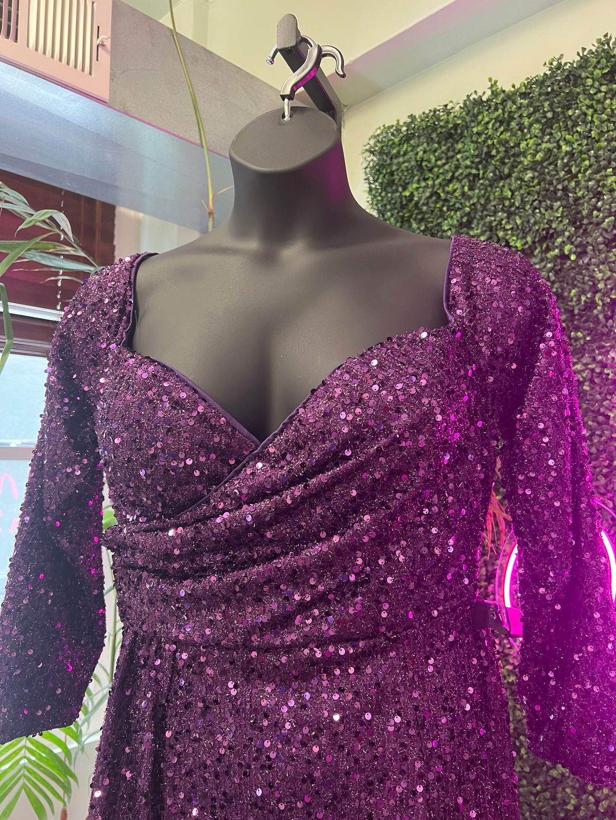 Style 20027 Faeriesty Size 2X Prom Long Sleeve Purple Side Slit Dress on Queenly