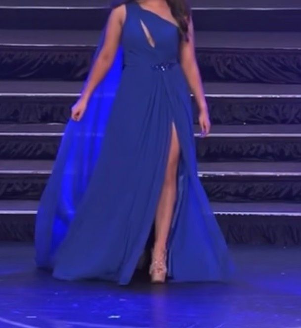 Size 4 Pageant One Shoulder Blue Side Slit Dress on Queenly