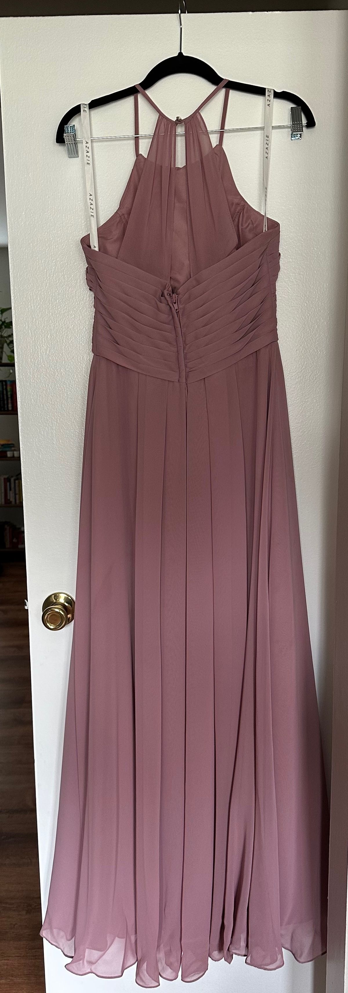 Azazie Size 6 Prom High Neck Pink Floor Length Maxi on Queenly