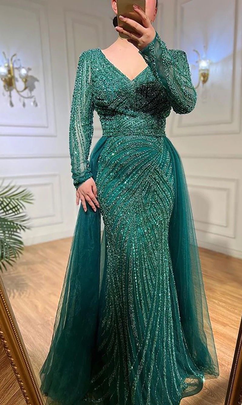 Amazon.com: Miss ord Women's Plus Formal Sequin One Shoulder Maxi Prom Dress,  Long Sleeve Split Ball Gown with Belt Green : Clothing, Shoes & Jewelry