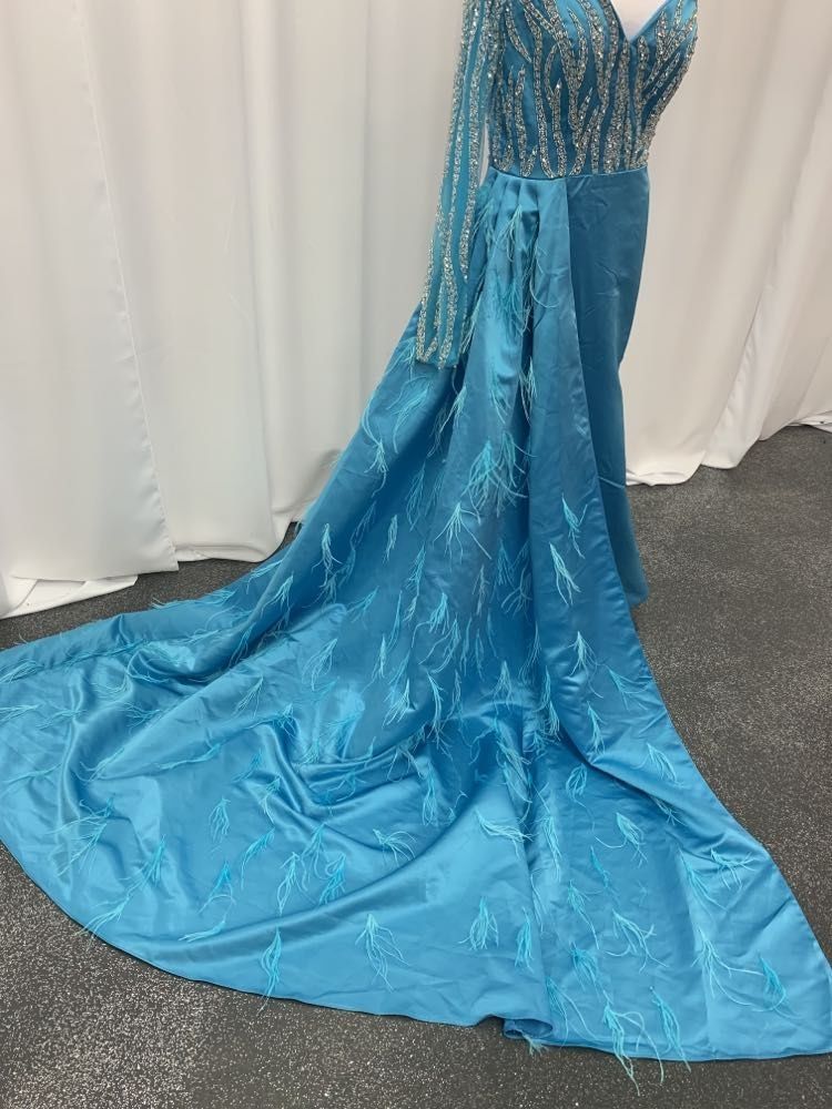 One more couture  Size 8 Blue Mermaid Dress on Queenly
