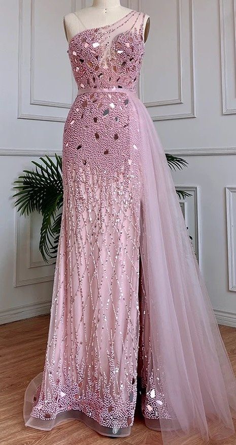 Size 8 One Shoulder Pink Side Slit Dress on Queenly