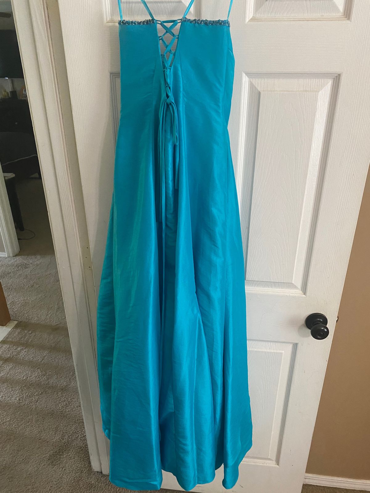 Size 8 Prom Strapless Blue Ball Gown on Queenly