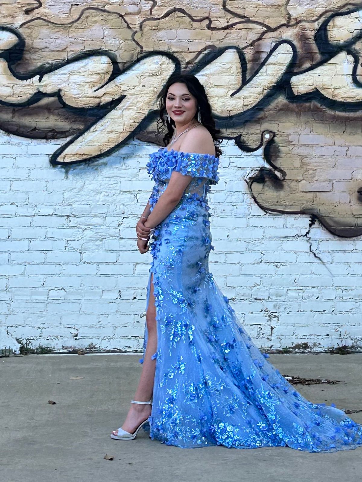 Cinderella Divine Size 8 Prom Off The Shoulder Blue Mermaid Dress on Queenly