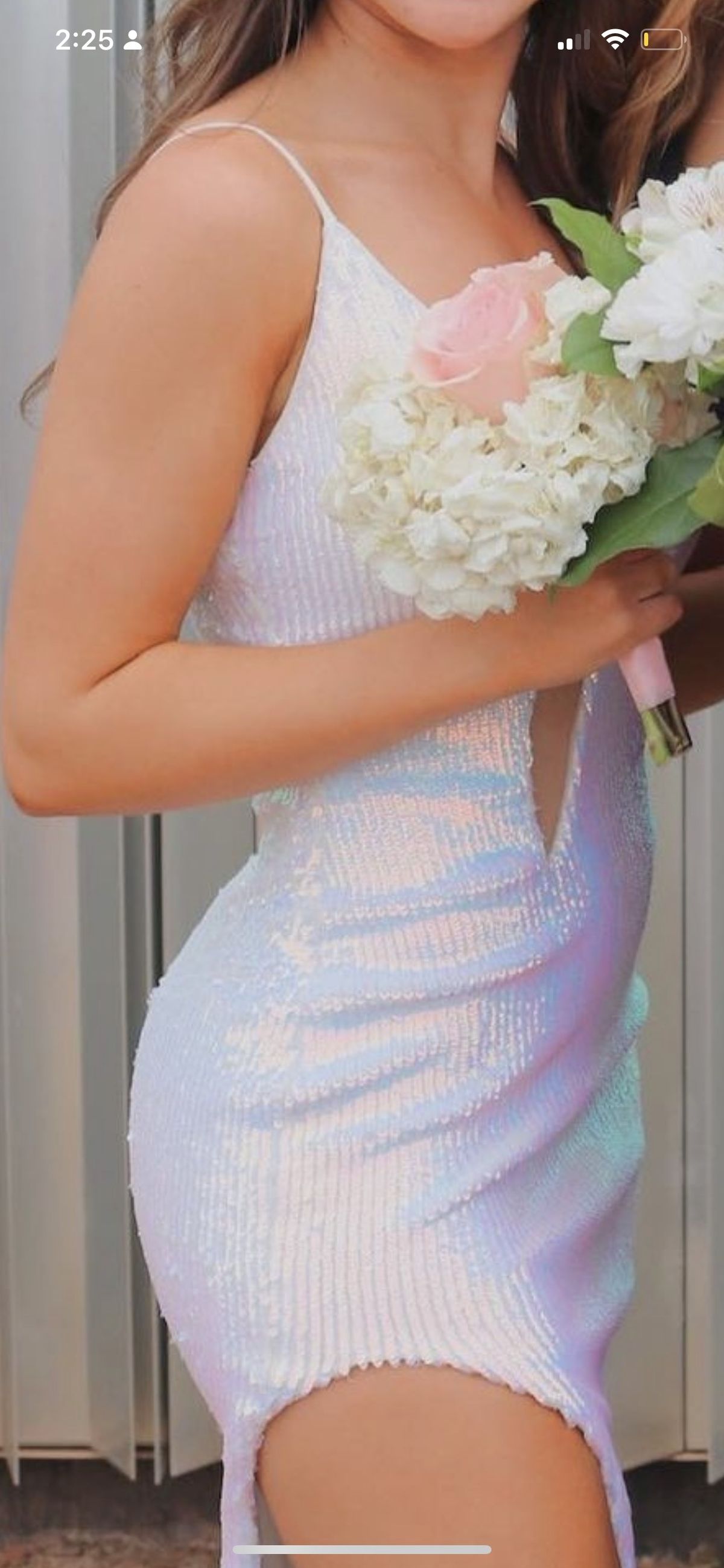 Jovani Size 00 Prom Plunge White Side Slit Dress on Queenly