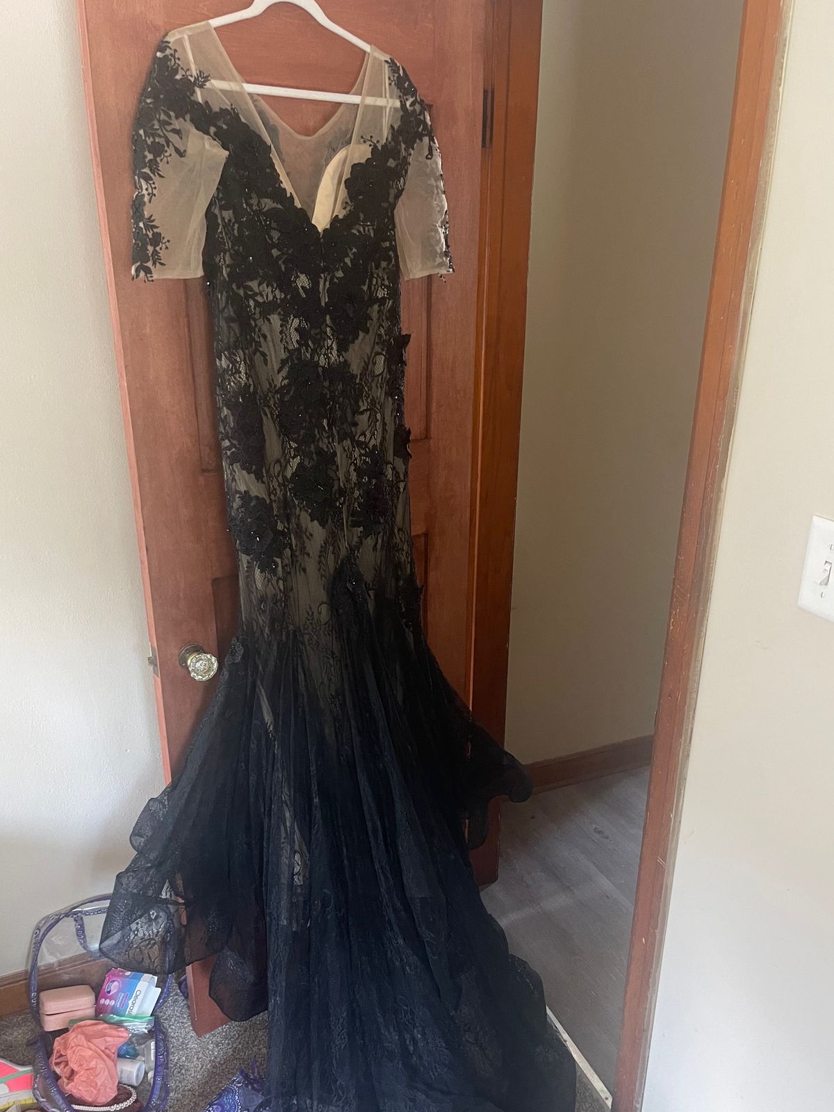 Amarra Size 14 Pageant Plunge Black Mermaid Dress on Queenly