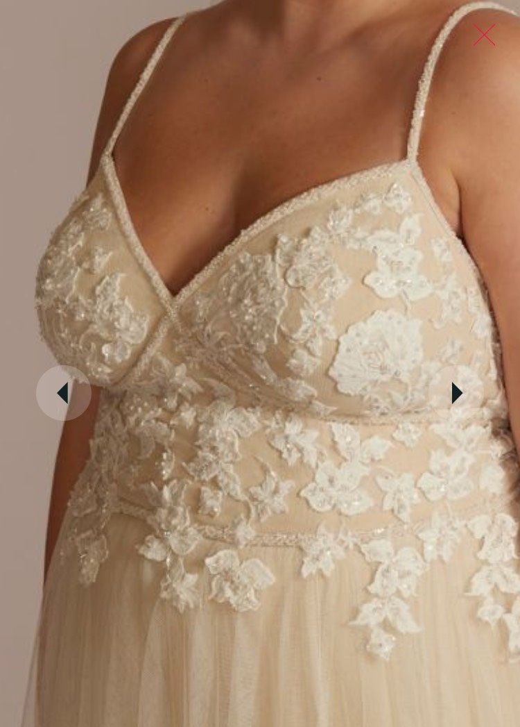 Melissa sweet Plus Size 22 Prom Plunge Nude A-line Dress on Queenly
