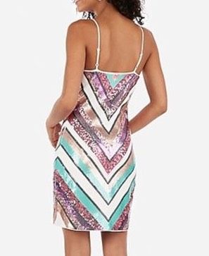 Express Size XS Homecoming Plunge Multicolor Cocktail Dress on Queenly