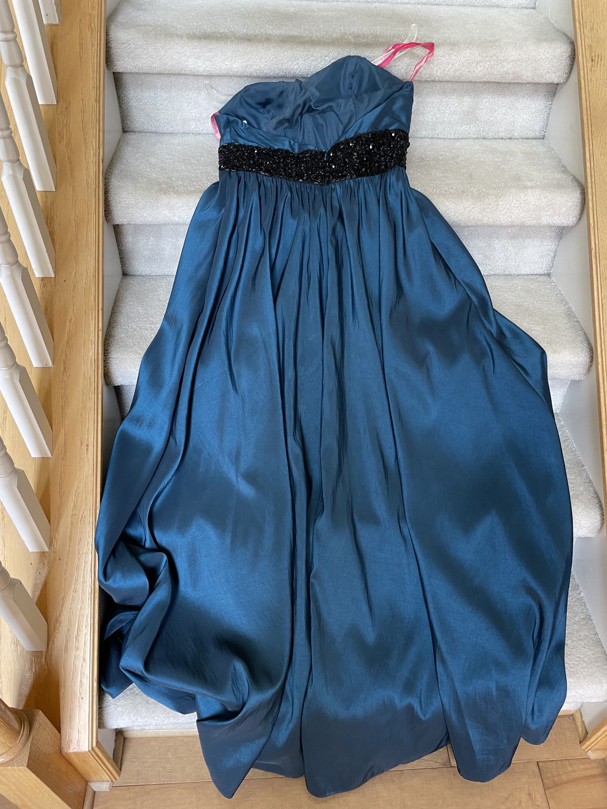 Style P5557 Maggie Sottero Size 10 Prom Strapless Navy Blue Ball Gown on Queenly