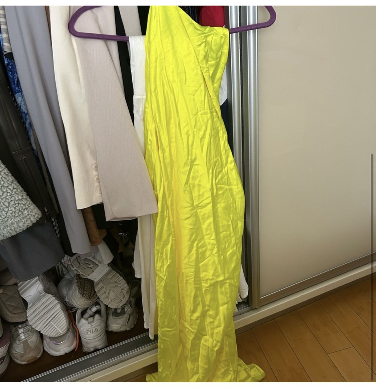 Size 8 Prom Halter Sequined Yellow Side Slit Dress on Queenly