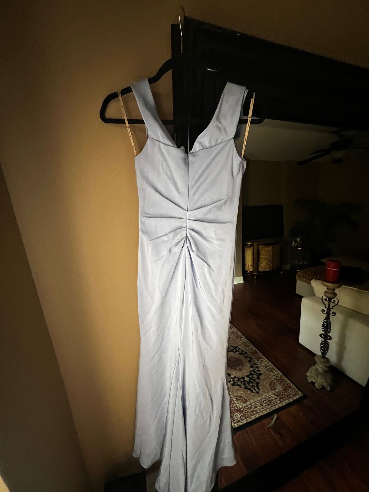 Size 4 Bridesmaid Plunge Light Blue A-line Dress on Queenly