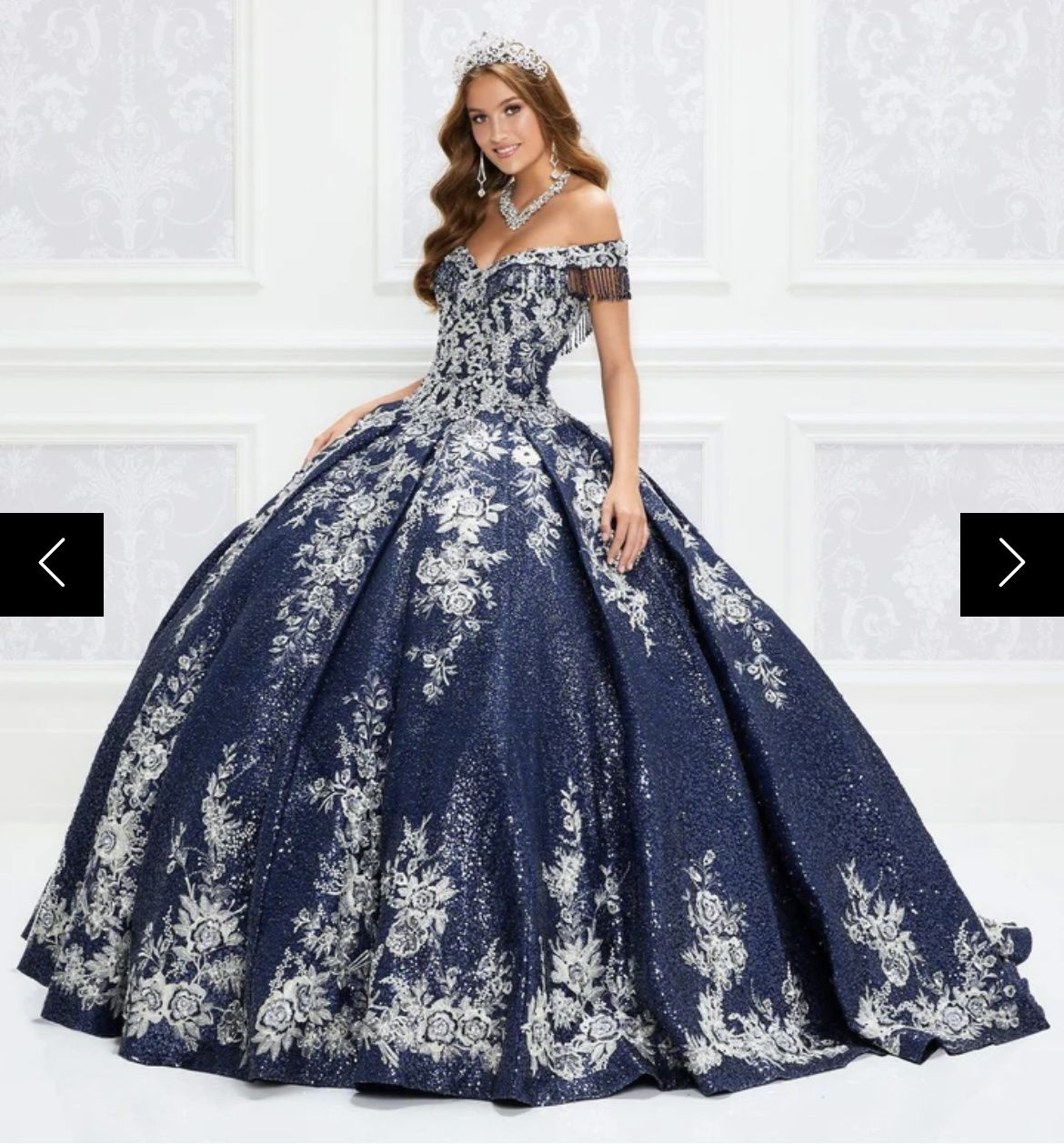 Size 4 Off The Shoulder Navy Blue Ball Gown on Queenly