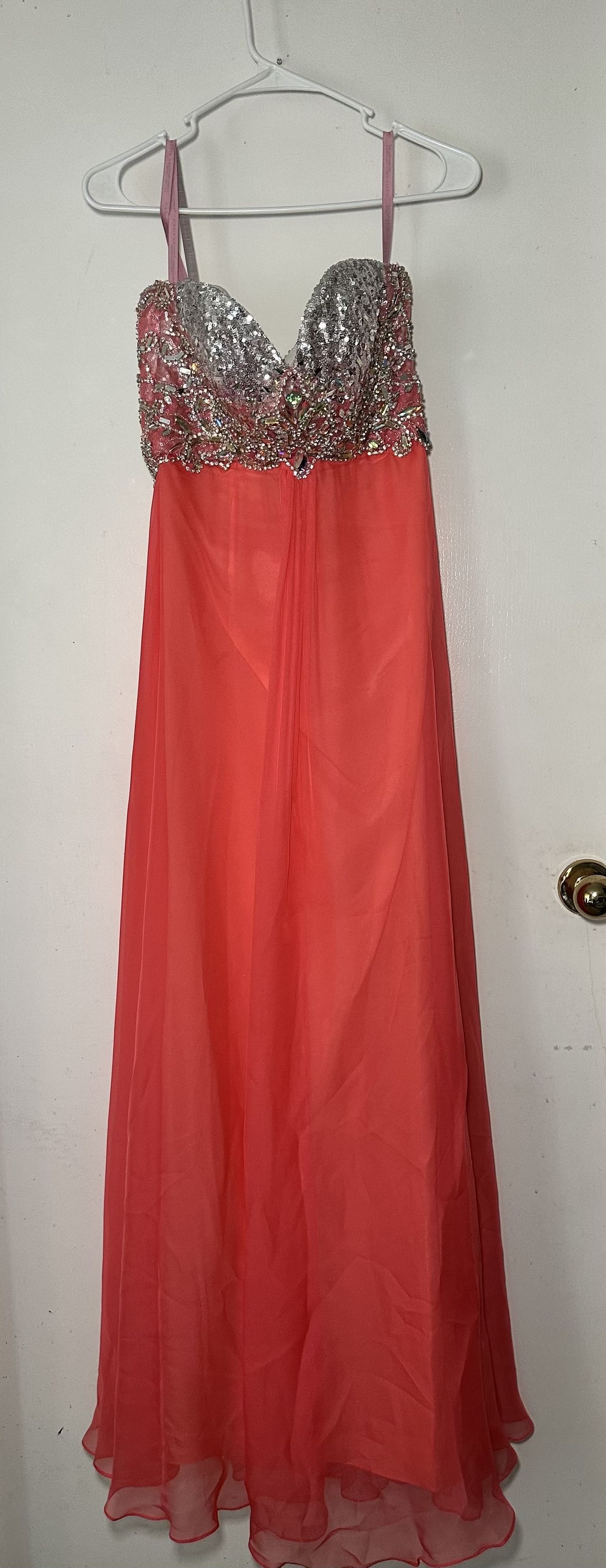 Blush Prom Size 4 Prom Strapless Sequined Orange A-line Dress on Queenly
