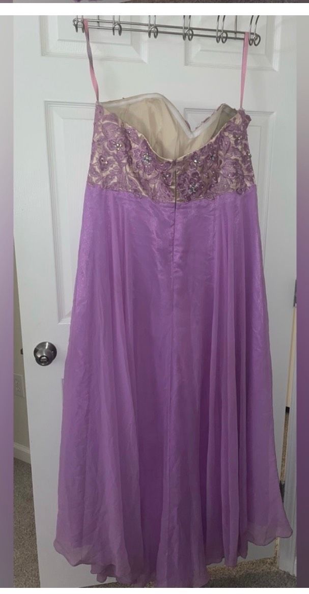 Blush Prom Plus Size 18 Bridesmaid Strapless Sequined Light Purple Ball Gown on Queenly