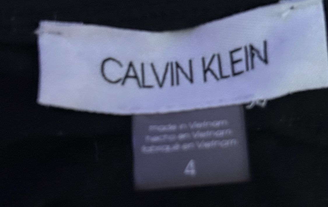 Calvin Klein Size 4 Wedding Guest High Neck Velvet Black A-line Dress on Queenly