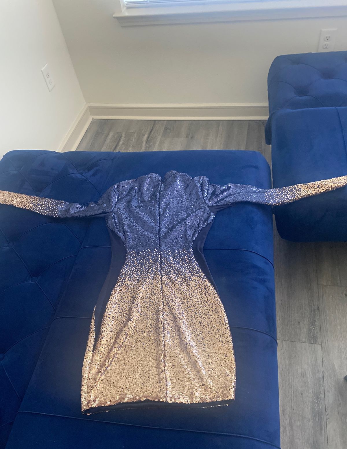 Fashion Nova Size S Wedding Guest Long Sleeve Blue Floor Length Maxi on Queenly