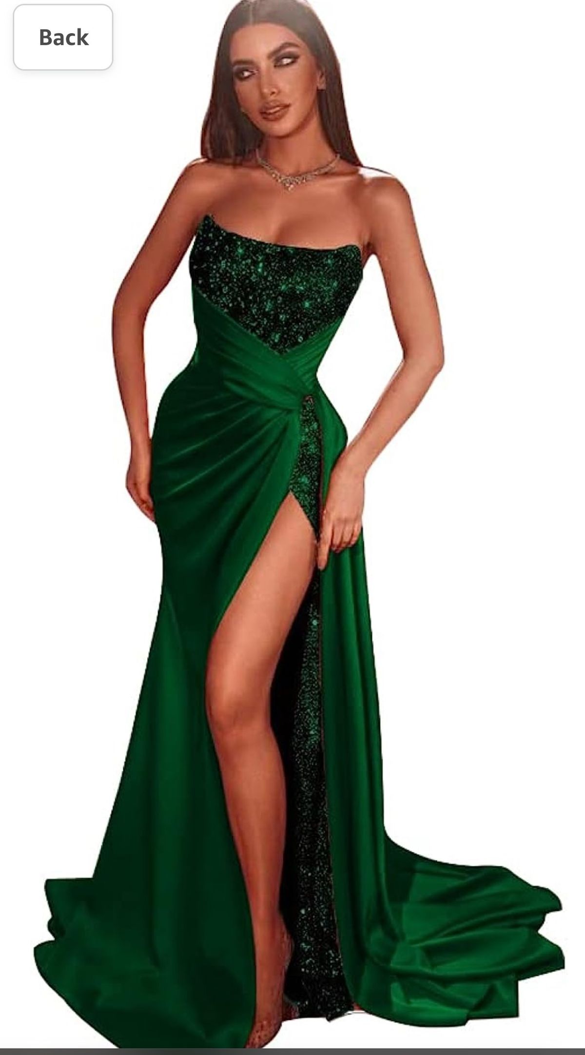 Size 10 Prom Strapless Green Ball Gown on Queenly
