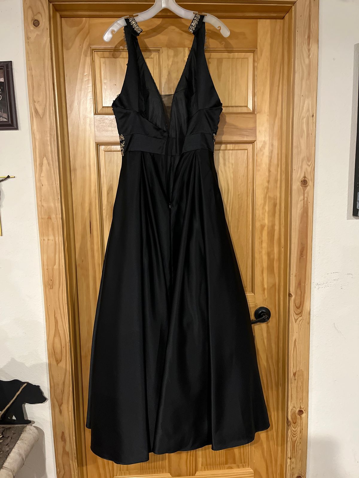 Size 8 Prom Halter Black Floor Length Maxi on Queenly