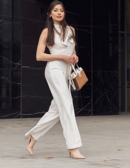 Calvin Klein Size 2 Prom White Formal Jumpsuit on Queenly