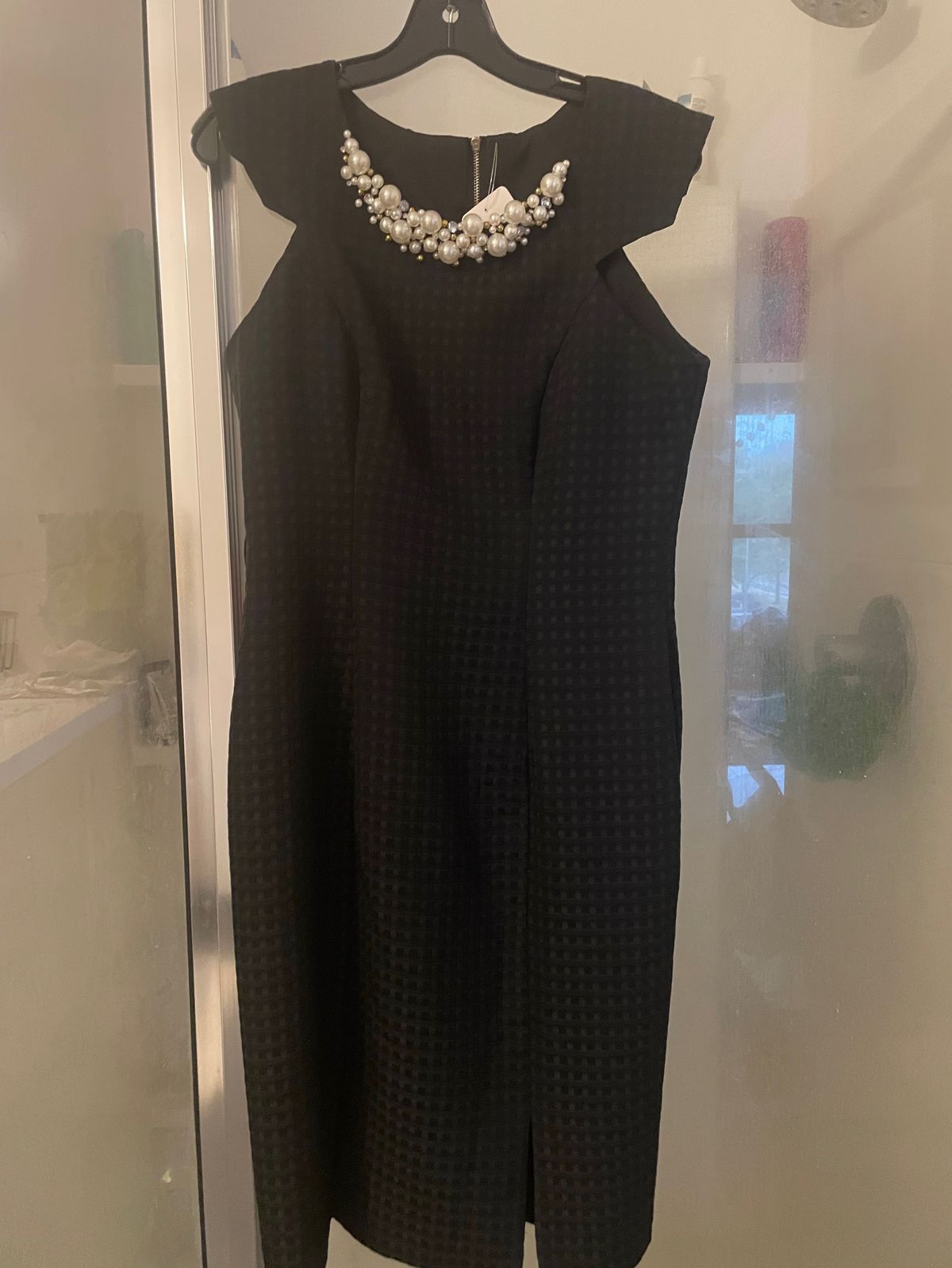 Mac Duggal Size 12 Wedding Guest High Neck Black Cocktail Dress on Queenly