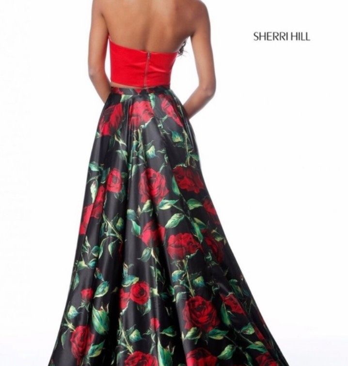 Sherri Hill Size 6 Prom Halter Multicolor Side Slit Dress on Queenly