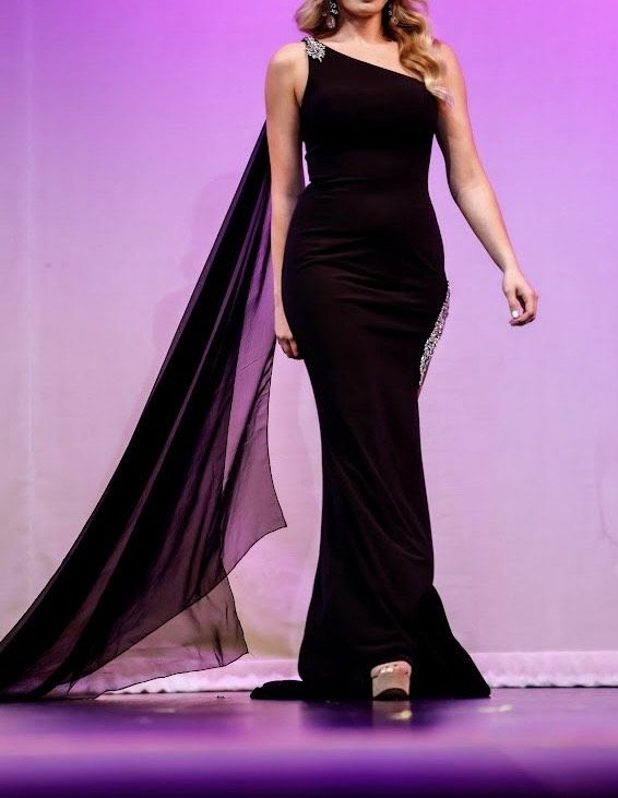 Jovani Size 4 Prom One Shoulder Sequined Black Side Slit Dress on Queenly