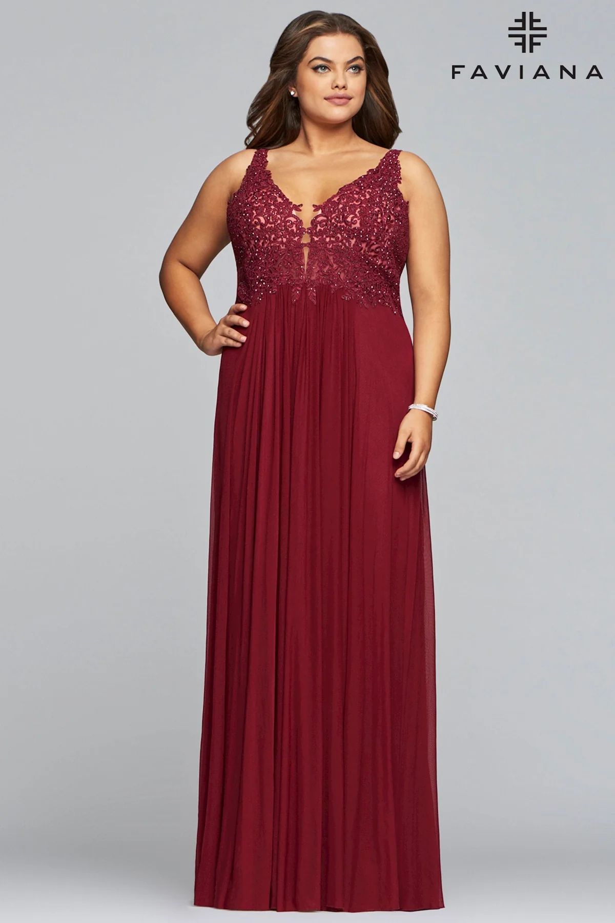 Style 9428 Faviana Plus Size 22 Red A-line Dress on Queenly