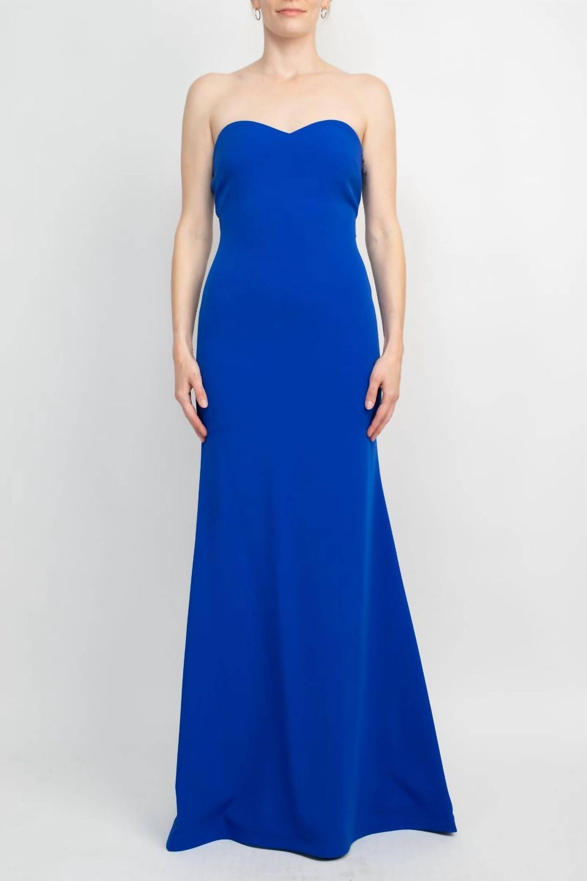 Style 1-2354385872-2168 ALBERTO MAKALI Size 8 Wedding Guest Strapless Royal Blue Floor Length Maxi on Queenly