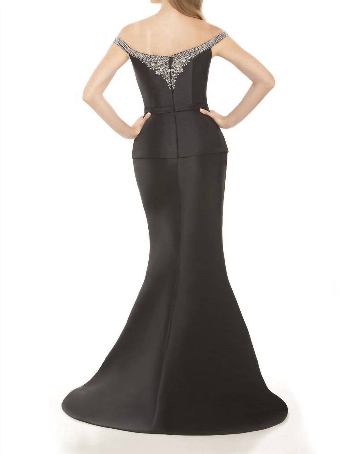 Style 1-4026689922-397 Elena Elias Size 14 Prom Off The Shoulder Sequined Black Mermaid Dress on Queenly