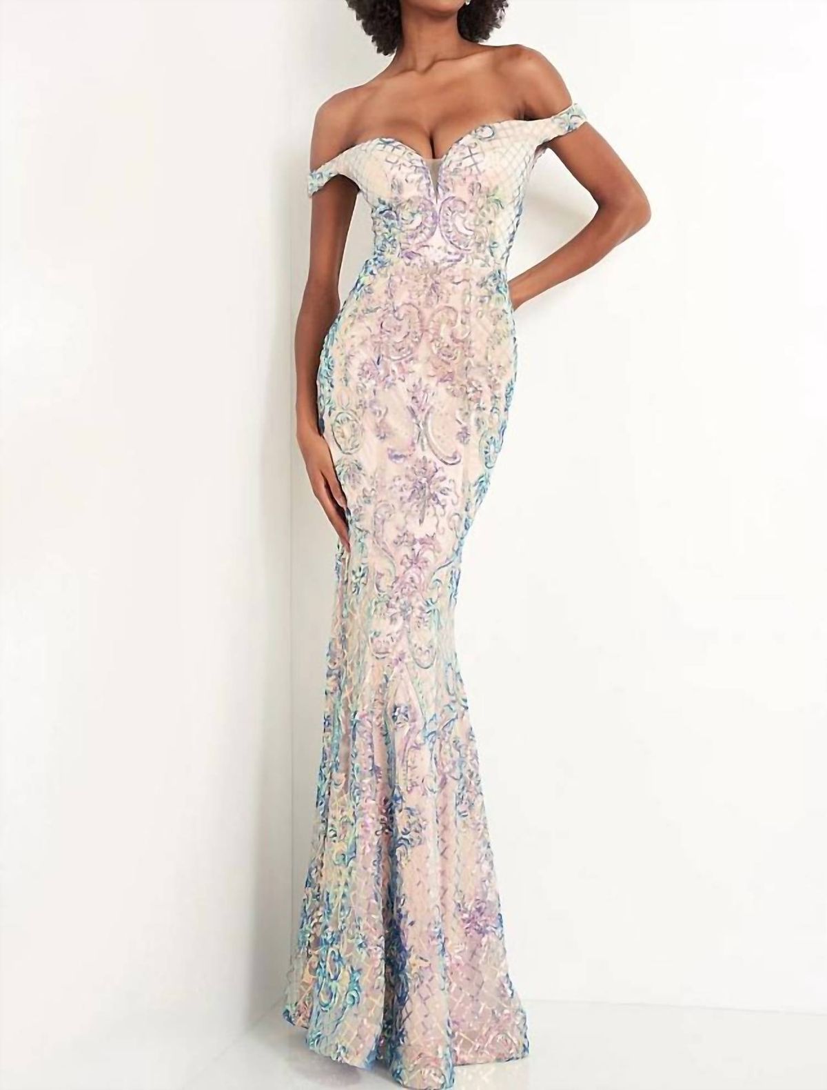 Style 1-1808722496-649 JVN Size 2 Prom Plunge Nude Floor Length Maxi on Queenly