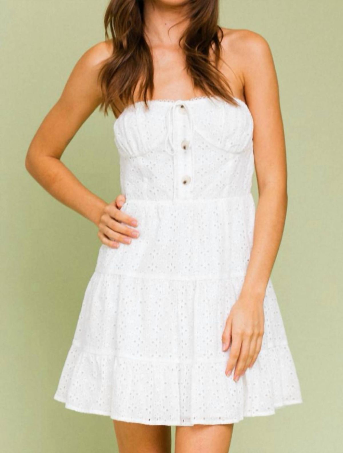 Style 1-2617569028-2901 LE LIS Size M Strapless White Cocktail Dress on Queenly