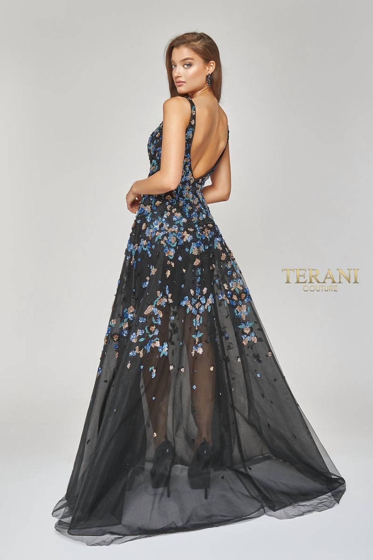 Style 1-1682330157-238 Terani Couture Size 12 Prom Sequined Multicolor A-line Dress on Queenly
