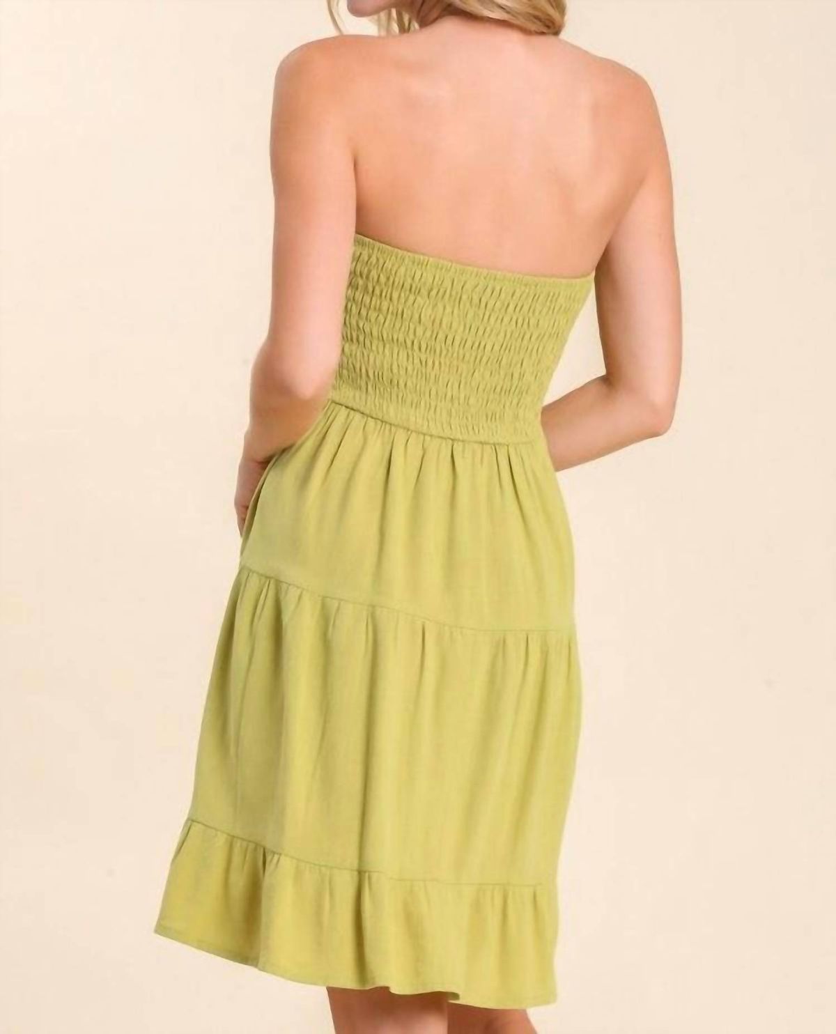 Style 1-929220741-2791 umgee Size L Strapless Light Green Cocktail Dress on Queenly