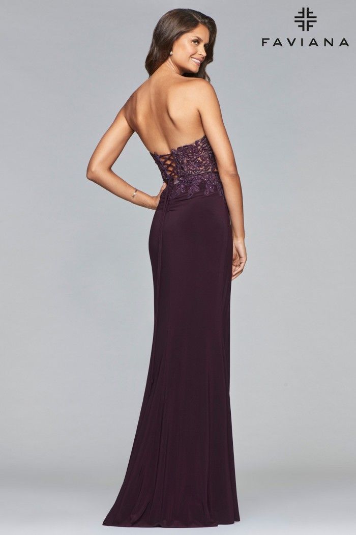 Style 10008 Faviana Size 00 Purple Floor Length Maxi on Queenly