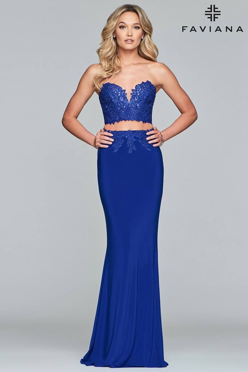 Style 10008 Faviana Size 6 Blue Floor Length Maxi on Queenly