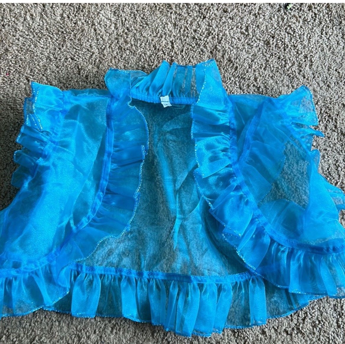 Girls Size 10 Pageant Cap Sleeve Blue Ball Gown on Queenly