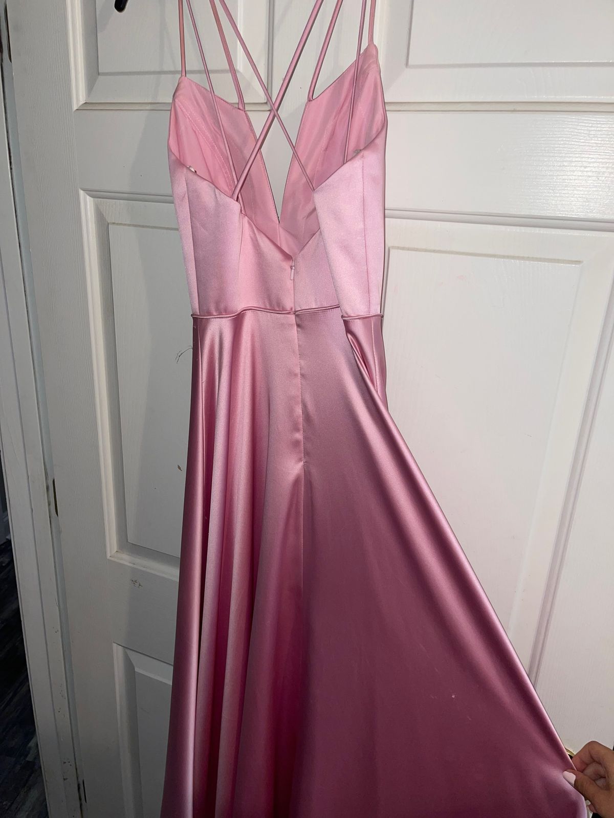 Jovani Size 0 Prom Plunge Pink Side Slit Dress on Queenly