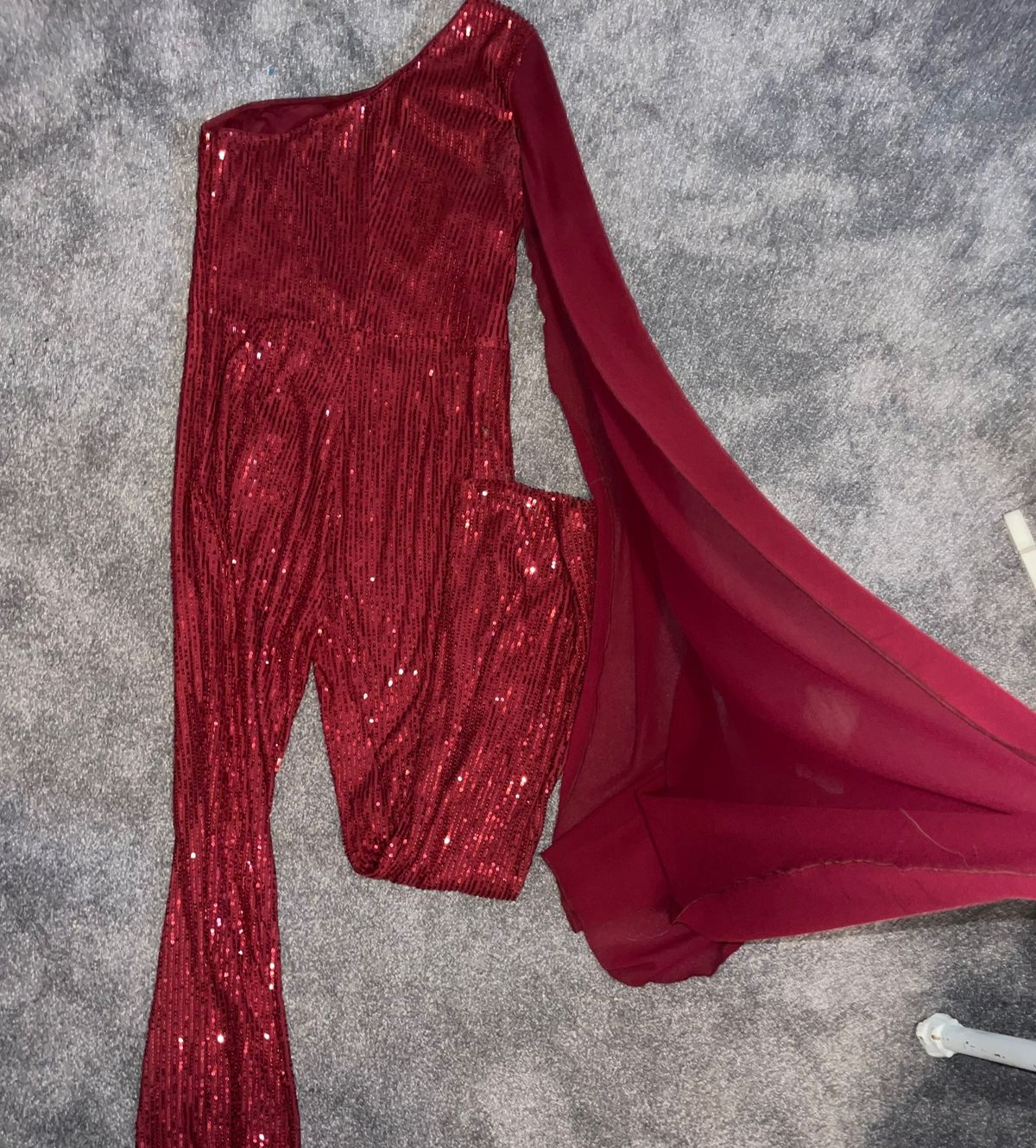 Size M Nightclub One Shoulder Red Formal Jumpsuit on Queenly