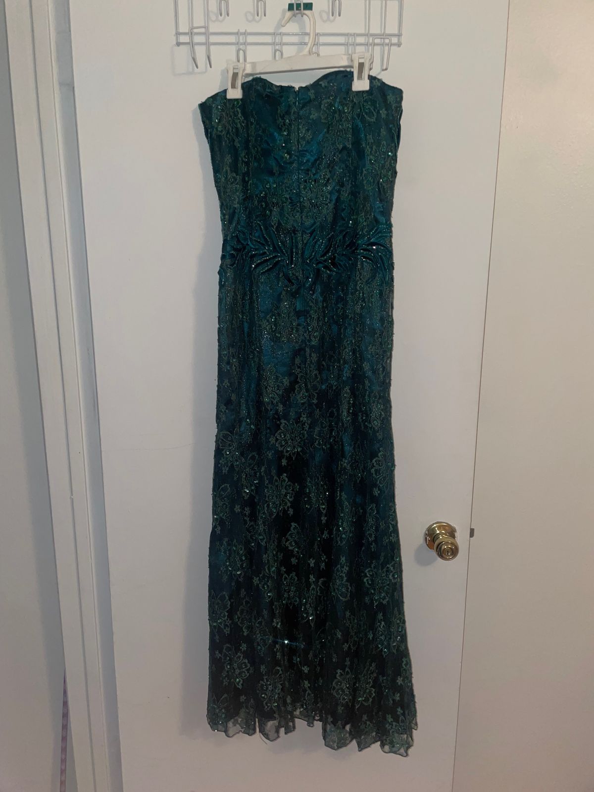 Size L Prom Strapless Lace Green Mermaid Dress on Queenly