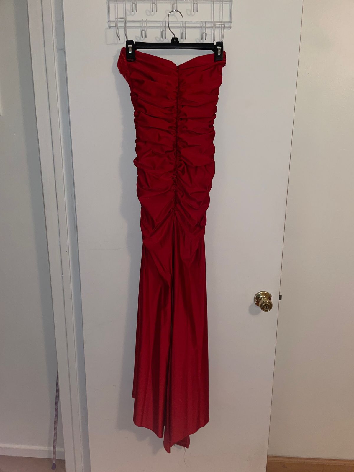 Size L Wedding Guest Strapless Red Mermaid Dress on Queenly