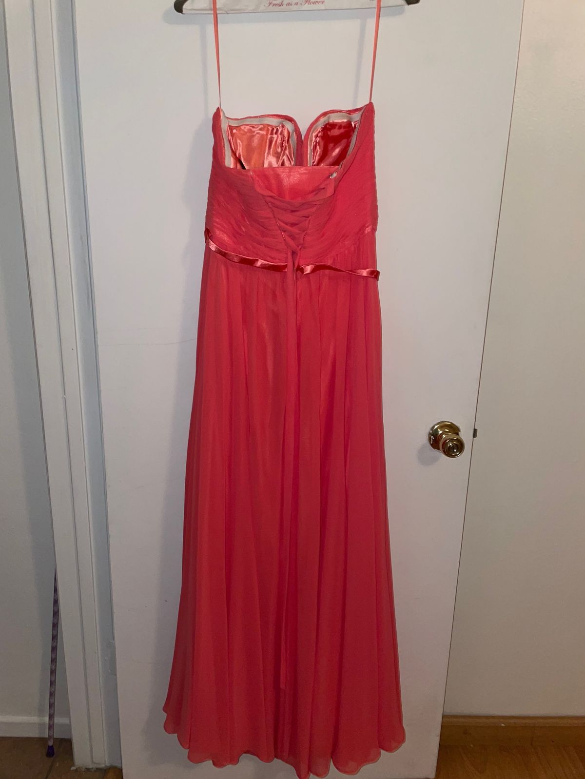Size 14 Prom Plunge Red Floor Length Maxi on Queenly