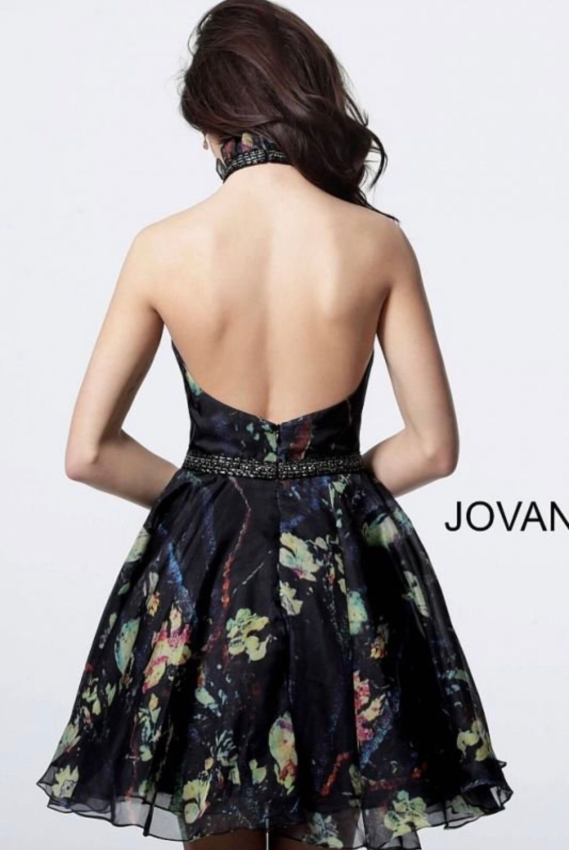 Jovani Size 2 High Neck Multicolor A-line Dress on Queenly